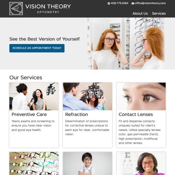 Screenshot of Vision Theory homepage